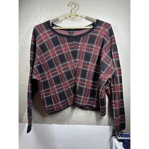 Torrid Sweater Womens Plaid Dolman Long Sleeve Crop Top Pullover Plus Size 2